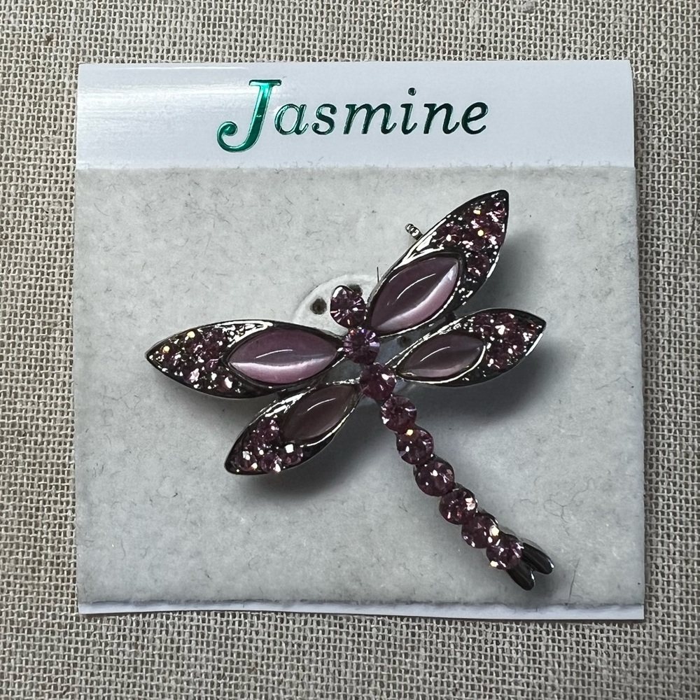 Pink Rhinestone DragonFly Pin